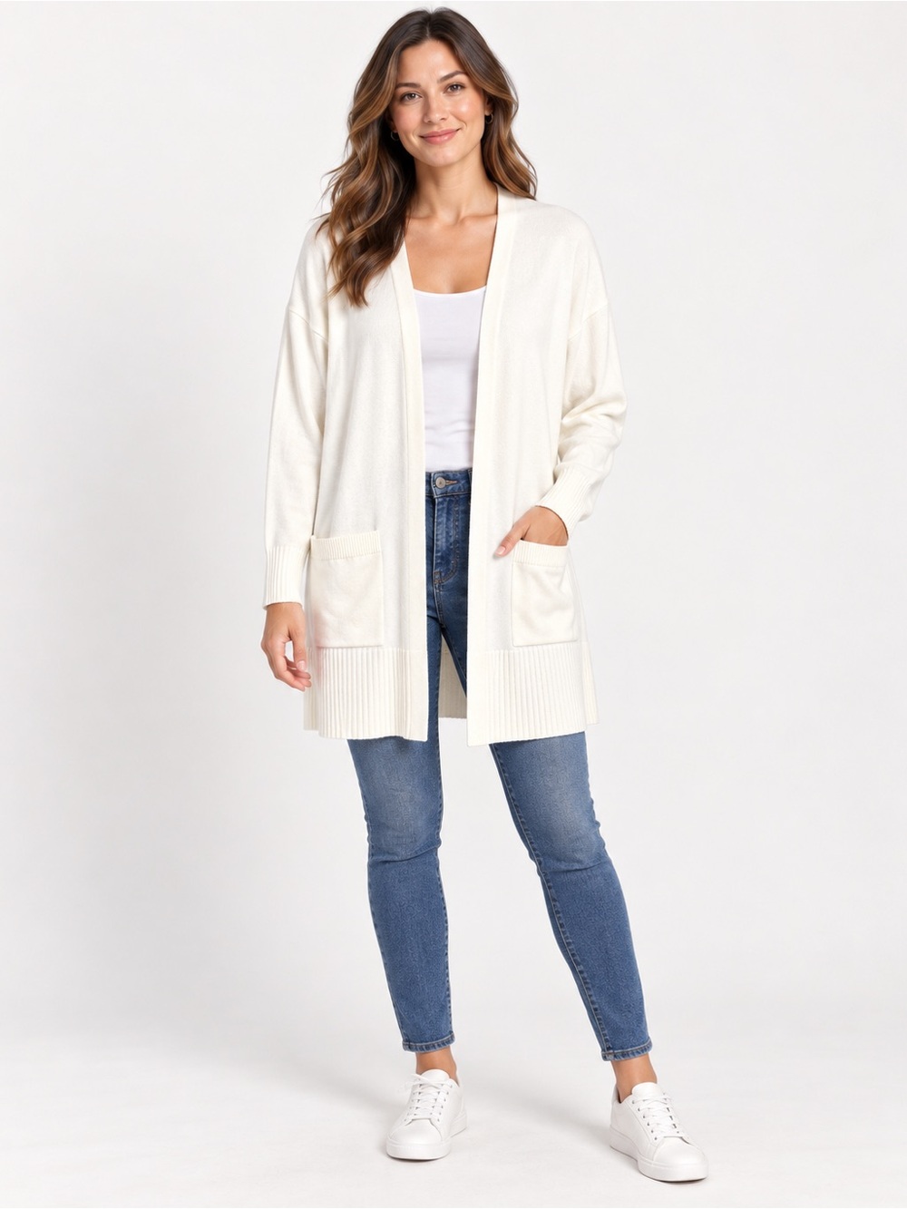 LOFT open-front cardigan sweater large white